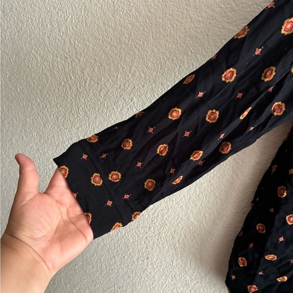 Intimately Free People Black and Orange Button Down Long Sleeve Shirt XS - Picture 6 of 13